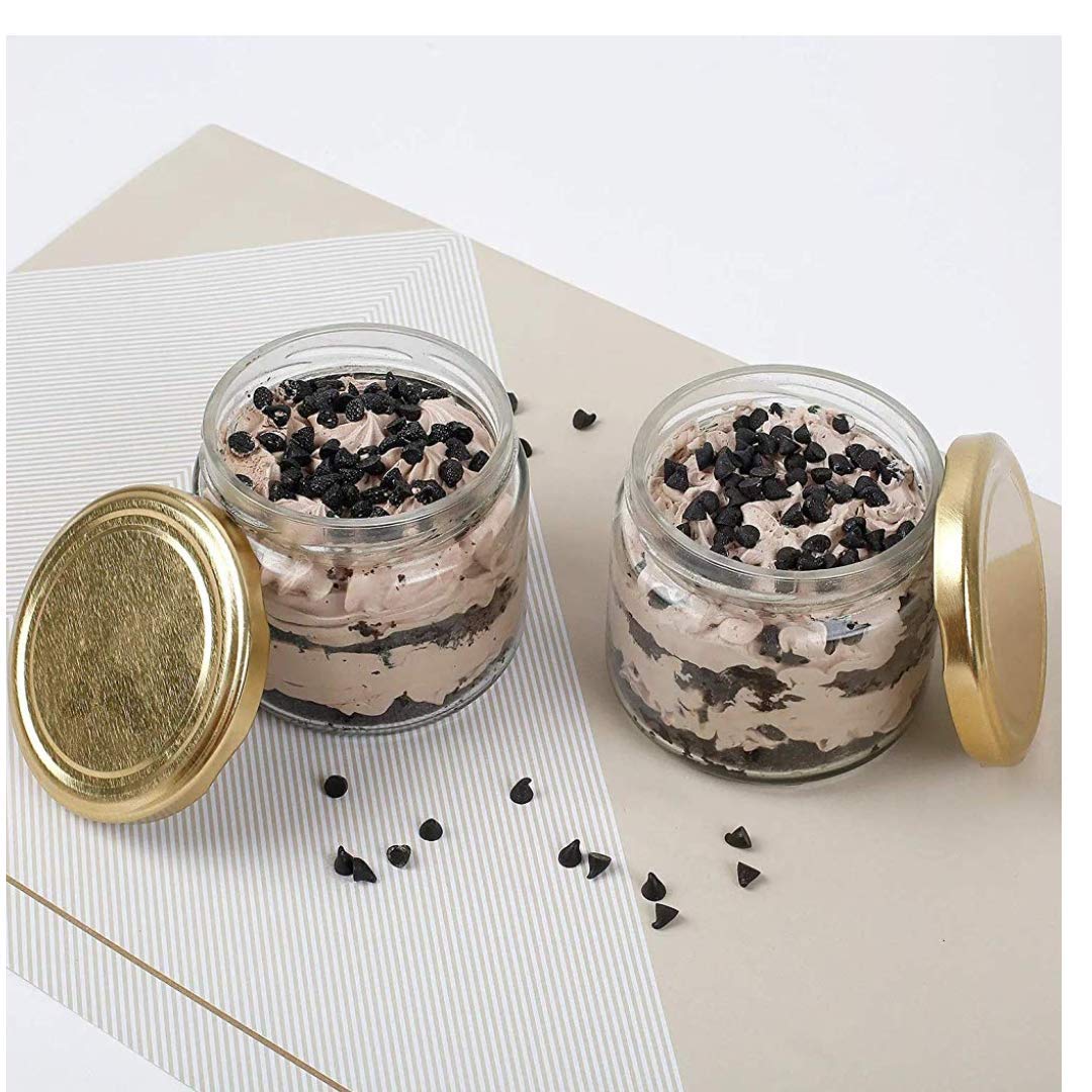 HAPPY BORN Small Glass Jars with lid 200 ml | small glass container with lid | Small Jar for Crafts, Wedding, Spices, DIY and Ca